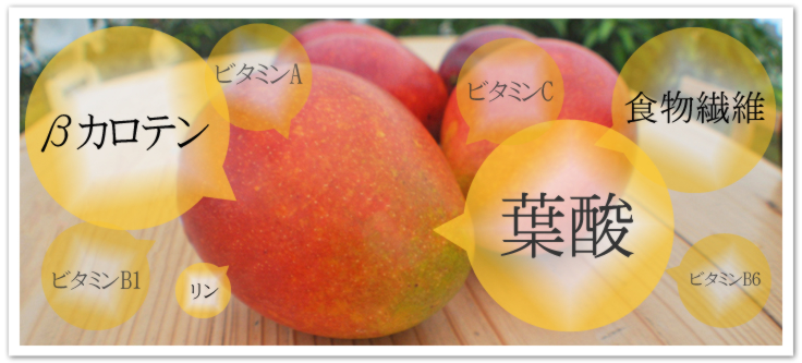 マンゴーの栄養素、マンゴーには葉酸、Bカロテン、食物繊維が主に入っています